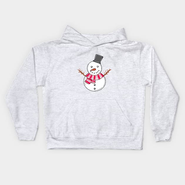 Cheerful snowman Kids Hoodie by Haleys Hand